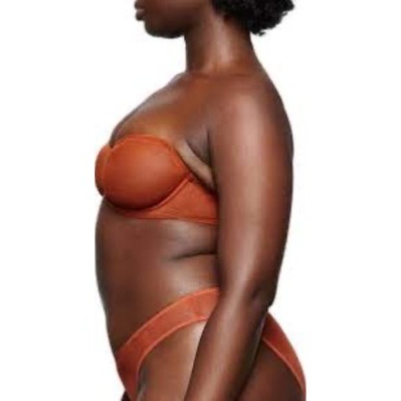 SKIMS Ultra Fine Mesh Strapless Bra Convertible Chili 32A - Picture 8 of 11